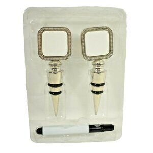 2 Wine Stoppers with Erasable White Board Squares w/Marker